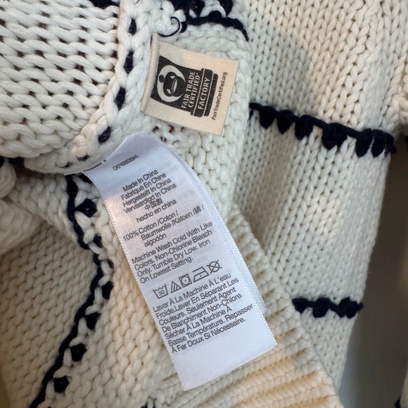 NWT Madewell Stripe Ivory / Navy  Blue Textured Cotton Crewneck Sweater SZ XS - Picture 6 of 7